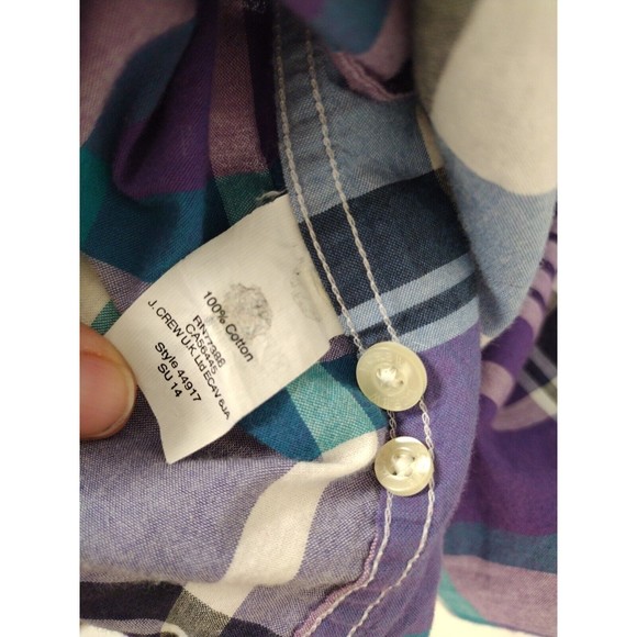 J.Crew Summer Plaid Shirt Mens Size S Purple Blue Long Sleeve Button Up - Picture 10 of 11